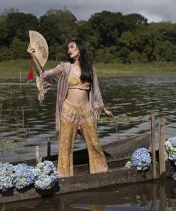 Tulle And Batiste Kimono | Duster Phoenix Short Robe - Warm Taupe - Preorder