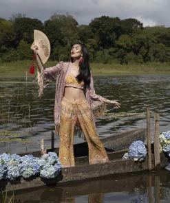 Tulle And Batiste Kimono | Duster Phoenix Short Robe - Warm Taupe - Preorder