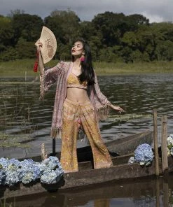 Tulle And Batiste Kimono | Duster Phoenix Short Robe - Warm Taupe - Preorder