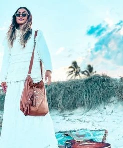 MAHIYA Boho Leather Moon Child Leather Bag