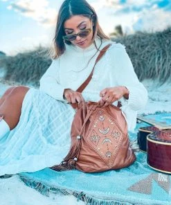 MAHIYA Boho Leather Moon Child Leather Bag