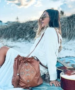 MAHIYA Boho Leather Moon Child Leather Bag