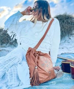 MAHIYA Boho Leather Moon Child Leather Bag