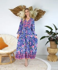 SALTY BRIGHT Dresses Aura Maxi Dress - Blue Floral