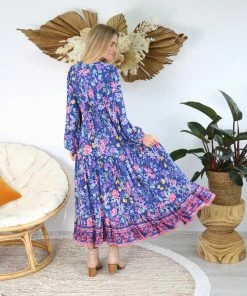 SALTY BRIGHT Dresses Aura Maxi Dress - Blue Floral