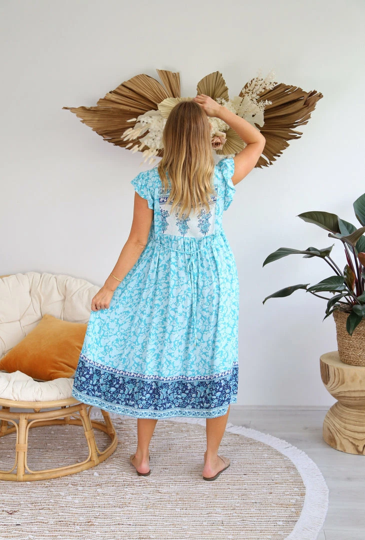 SALTY BRIGHT Dresses Annie Boho Smock Dress - Ocean 2 SALTY BRIGHT Dresses Annie Boho Smock Dress - Ocean