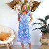 SALTY BRIGHT Dresses Georgina Boho Smock Dress - Blue