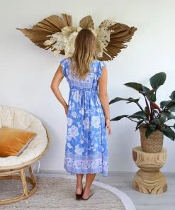 SALTY BRIGHT Dresses Georgina Boho Smock Dress - Blue