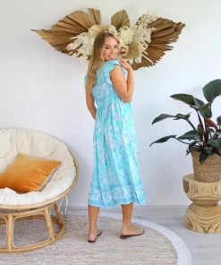 SALTY BRIGHT Billie Boho Smock Dress - Mint