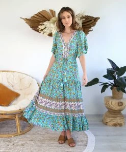 SALTY BRIGHT Dresses Eloise Maxi Dress - Mint