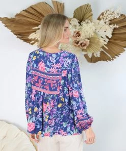 SALTY BRIGHT Aura Blouse - Blue Floral