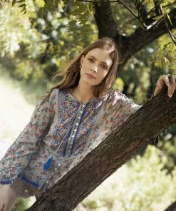 Tulle And Batiste Sharon Boho Blouse - Lavender Grey - Preorder Casual Dresses