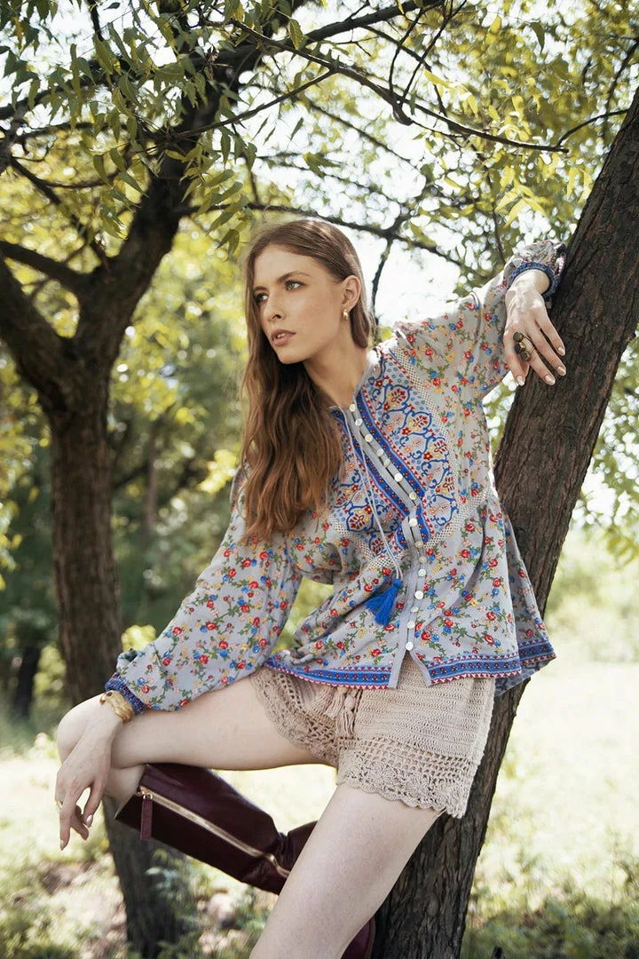 Tulle And Batiste Sharon Boho Blouse - Lavender Grey - Preorder Casual Dresses 3 Tulle And Batiste Sharon Boho Blouse - Lavender Grey - Preorder Casual Dresses