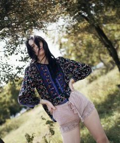 Tulle And Batiste Sharon Boho Blouse - Moonless Night - Preorder