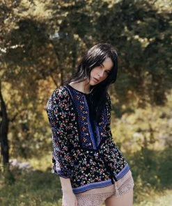 Tulle And Batiste Sharon Boho Blouse - Moonless Night - Preorder