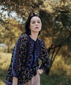 Tulle And Batiste Sharon Boho Blouse - Moonless Night - Preorder