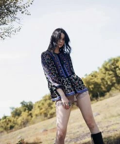 Tulle And Batiste Sharon Boho Blouse - Moonless Night - Preorder