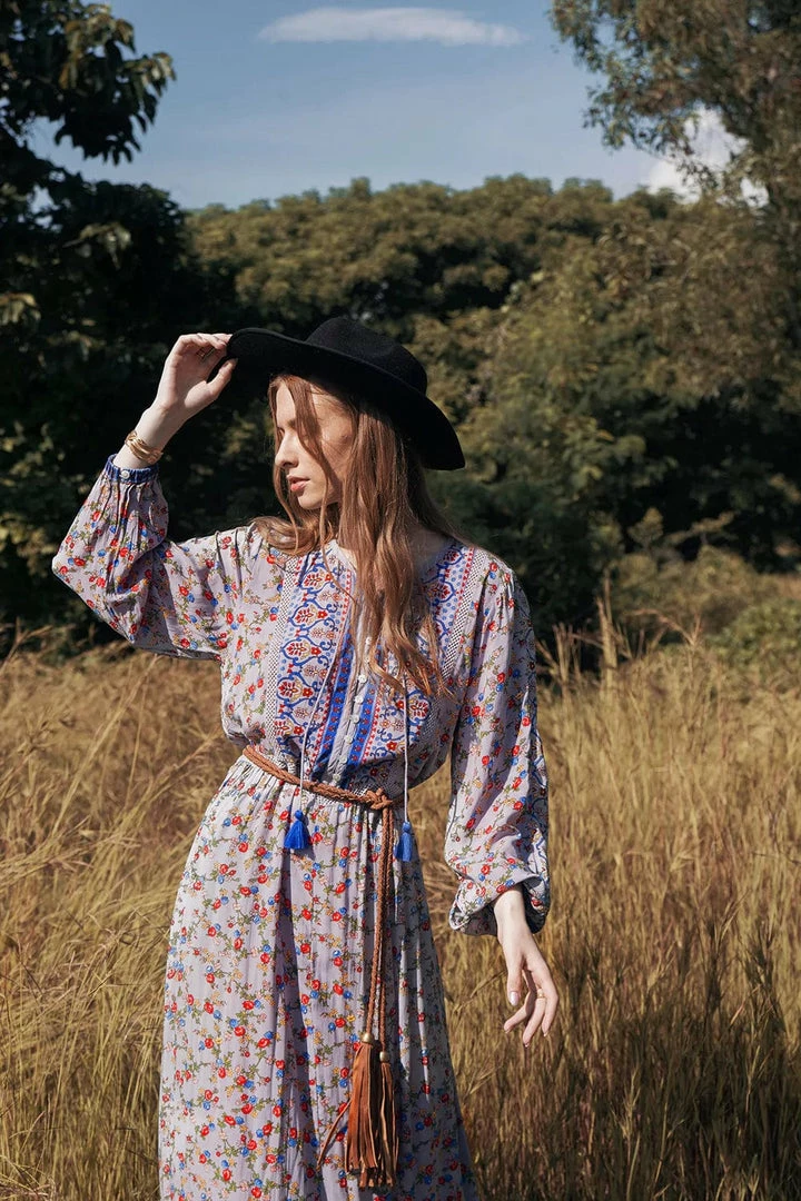 Tulle And Batiste Dresses Sharon Boho Dress - Lavender Grey - Preorder 1 Tulle And Batiste Dresses Sharon Boho Dress - Lavender Grey - Preorder