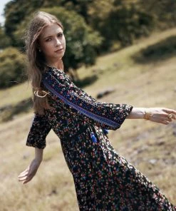 Tulle And Batiste Dresses Sharon Boho Dress - Moonless Night - Preorder