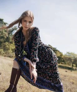 Tulle And Batiste Dresses Sharon Boho Dress - Moonless Night - Preorder