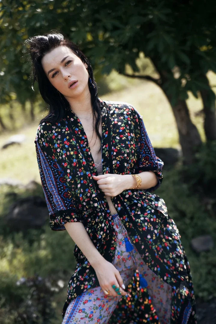 Tulle And Batiste Harper Kimono - Moonless Night - Preorder 3 Tulle And Batiste Harper Kimono - Moonless Night - Preorder