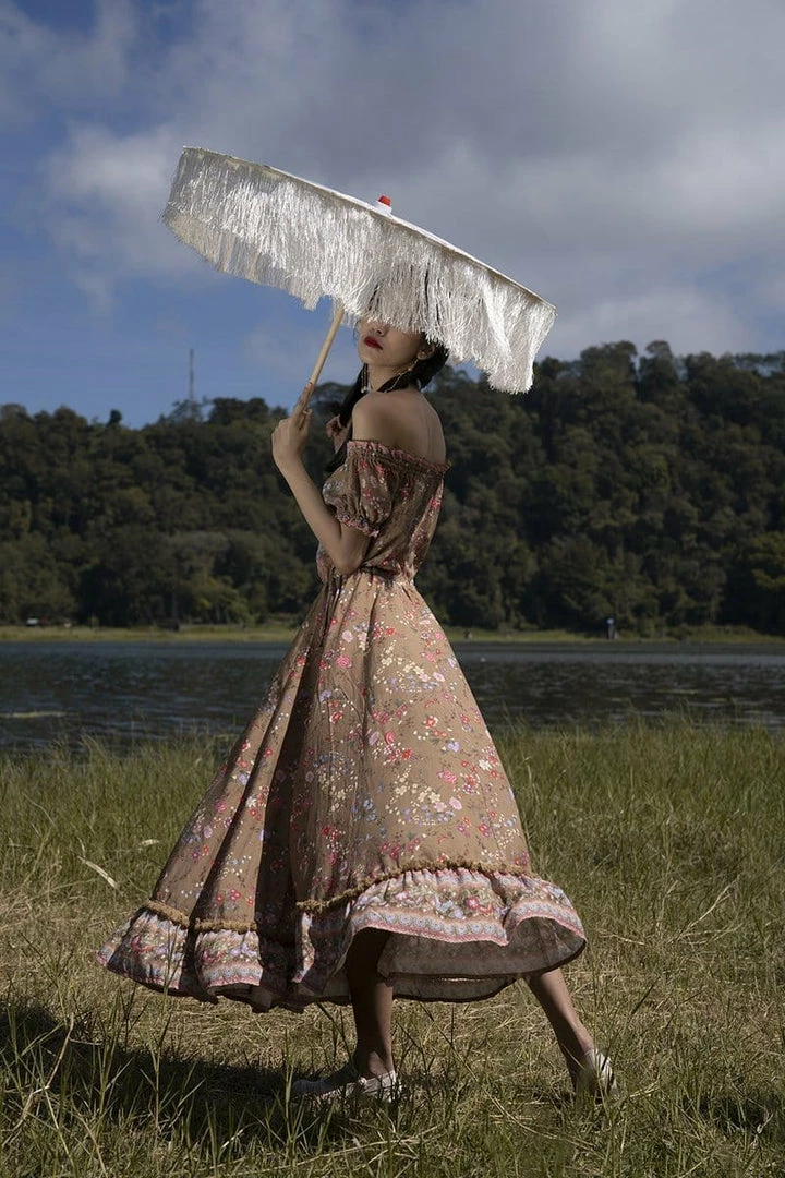 Tulle And Batiste Wulan Midi Dress - Golden Olive - Preorder 2 Tulle And Batiste Wulan Midi Dress - Golden Olive - Preorder