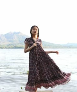 Tulle And Batiste Zaara Frill Maxi Dress - Moonless Night - Preorder