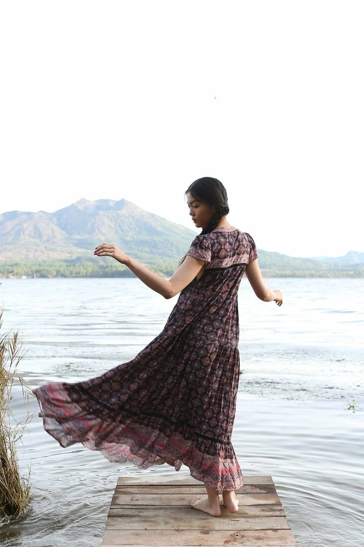 Tulle And Batiste Zaara Frill Maxi Dress - Moonless Night - Preorder 4 Tulle And Batiste Zaara Frill Maxi Dress - Moonless Night - Preorder