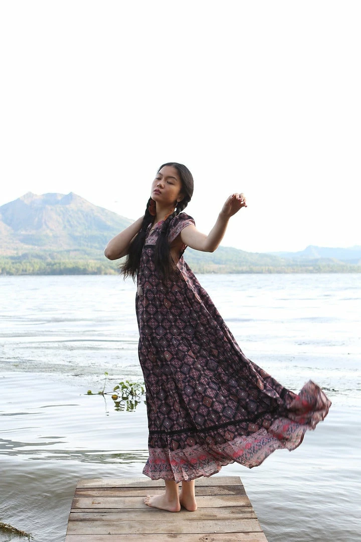 Tulle And Batiste Zaara Frill Maxi Dress - Moonless Night - Preorder 2 Tulle And Batiste Zaara Frill Maxi Dress - Moonless Night - Preorder