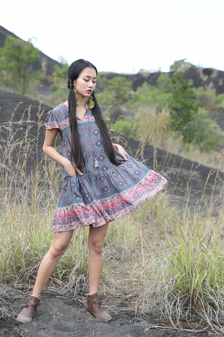 Tulle And Batiste Zaara Frill Mini Dress - Teal - Preorder 3 Tulle And Batiste Zaara Frill Mini Dress - Teal - Preorder