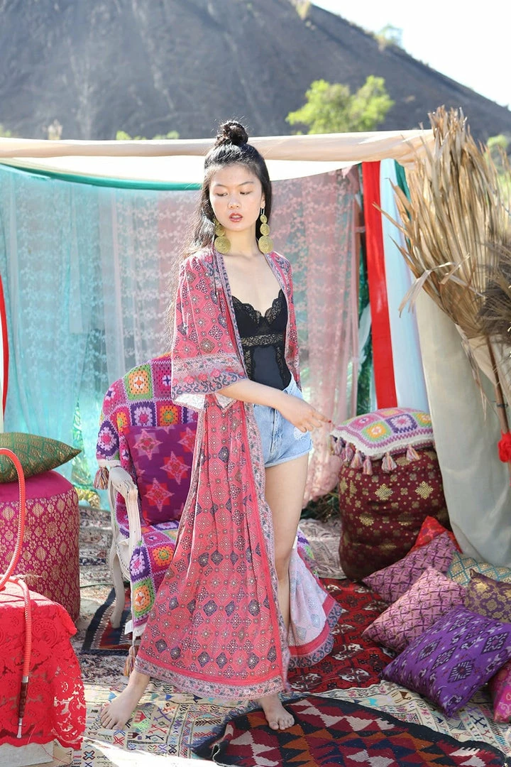 Tulle And Batiste Zaara Robe Kimono - Scarlet - Preorder Kimono | Duster 2 Tulle And Batiste Zaara Robe Kimono - Scarlet - Preorder Kimono | Duster