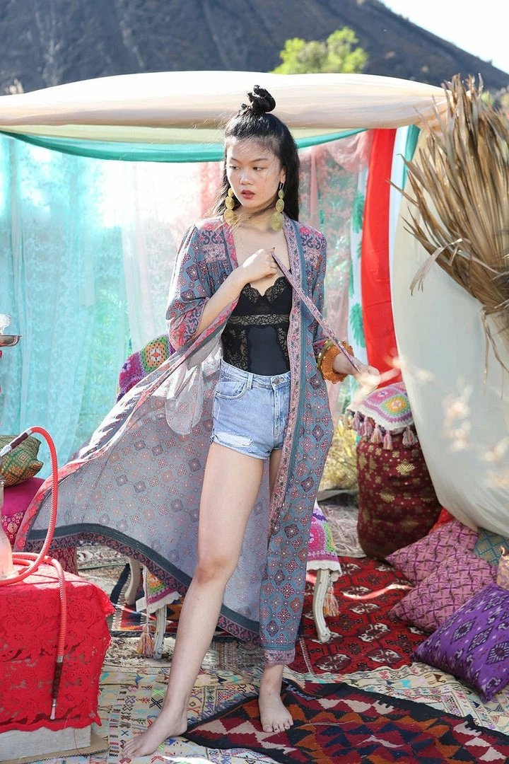 Tulle And Batiste Zaara Robe Kimono - Teal - Preorder 1 Tulle And Batiste Zaara Robe Kimono - Teal - Preorder