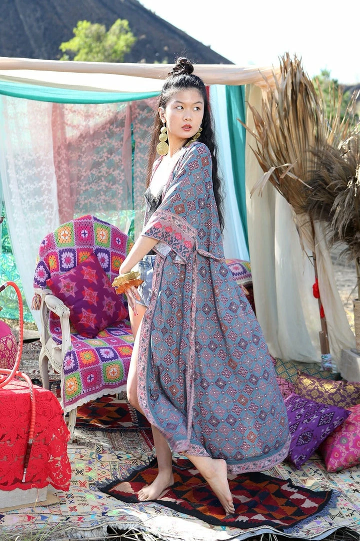 Tulle And Batiste Zaara Robe Kimono - Teal - Preorder 3 Tulle And Batiste Zaara Robe Kimono - Teal - Preorder