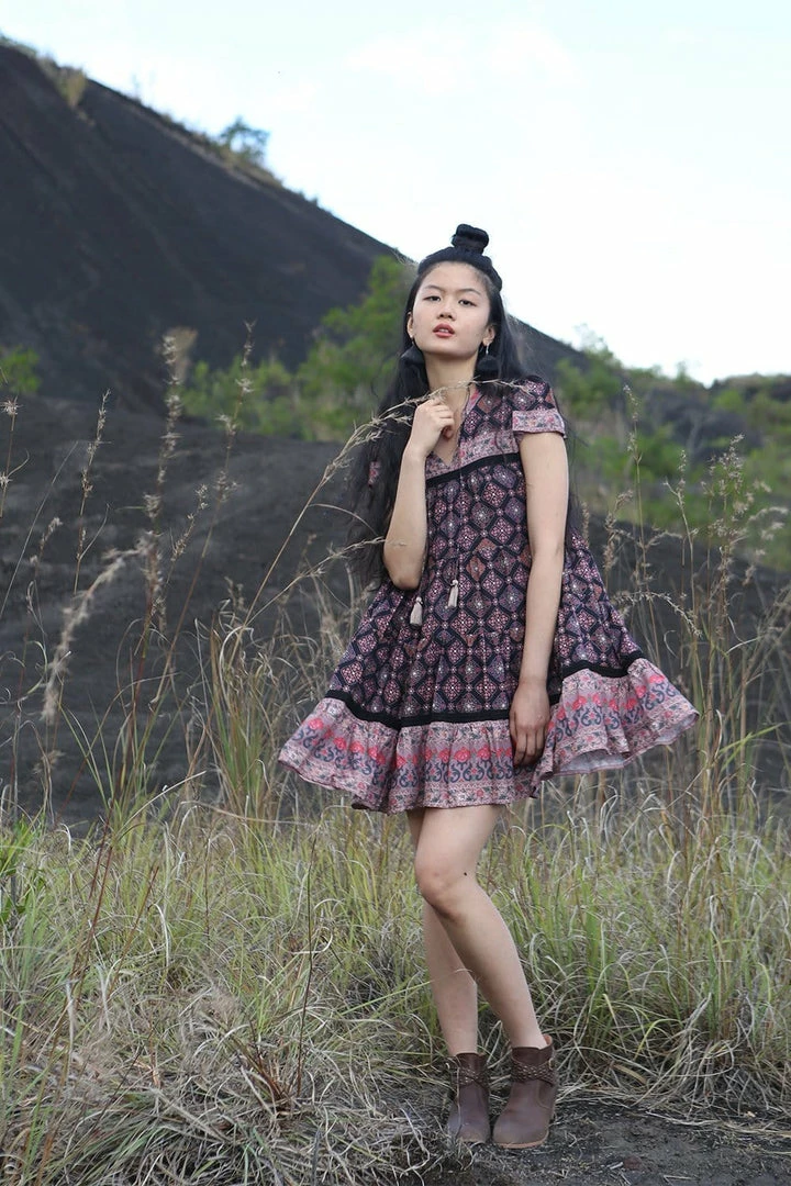 Tulle And Batiste Zaara Frill Mini Dress - Moonless Night - Preorder Dresses 1 Tulle And Batiste Zaara Frill Mini Dress - Moonless Night - Preorder Dresses