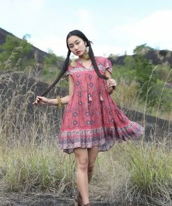 Tulle And Batiste Zaara Frill Mini Dress - Scarlet - Preorder