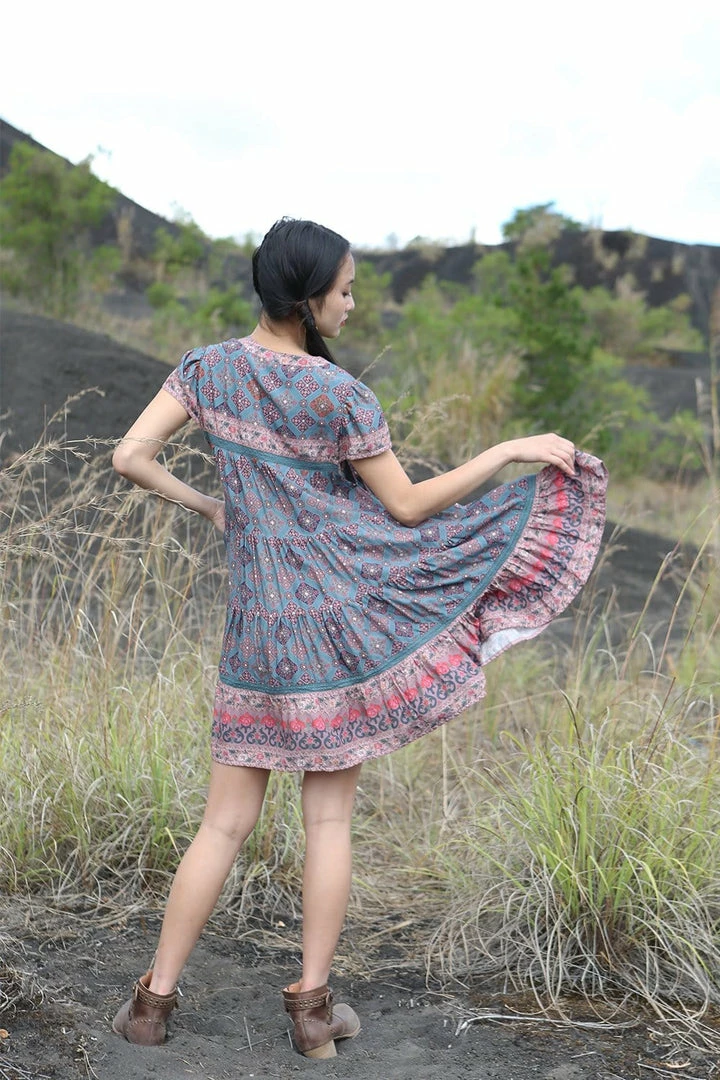 Tulle And Batiste Zaara Frill Mini Dress - Teal - Preorder 1 Tulle And Batiste Zaara Frill Mini Dress - Teal - Preorder