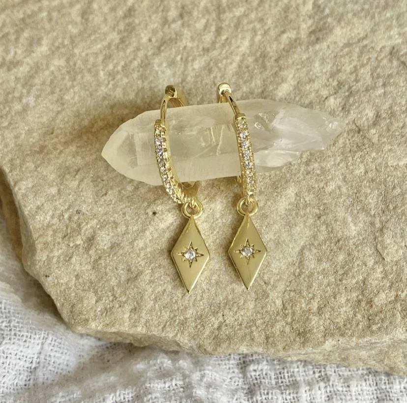 Wild Cactus Co Diamond Star Ear Hoops 1 Wild Cactus Co Diamond Star Ear Hoops